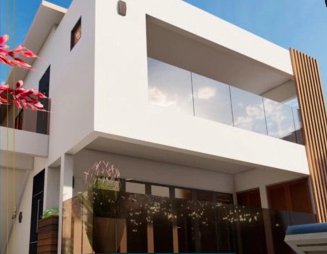 Gevel van het appartementengebouw